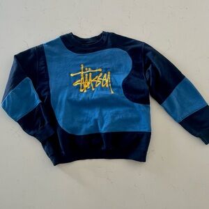 Stussy Blue and Black Crewneck Sweater